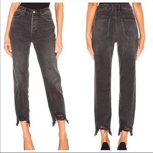 Free People Chewed Up high rise  Straight Jean Black wash size 30 New